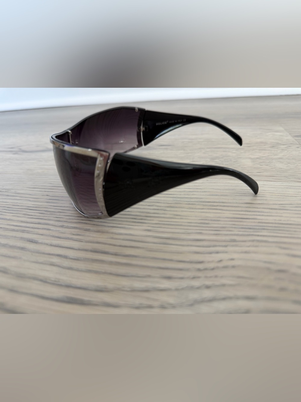 POLICE MADE IN ITALY TZ8711 Y2K Shield Grey Gradient Sunglasses WORN ONCE EUC - Picture 6 of 13